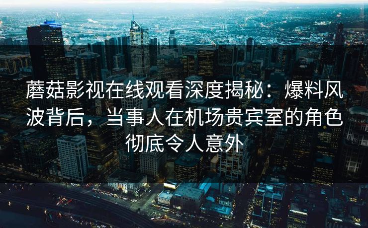 蘑菇影视在线观看深度揭秘：爆料风波背后，当事人在机场贵宾室的角色彻底令人意外
