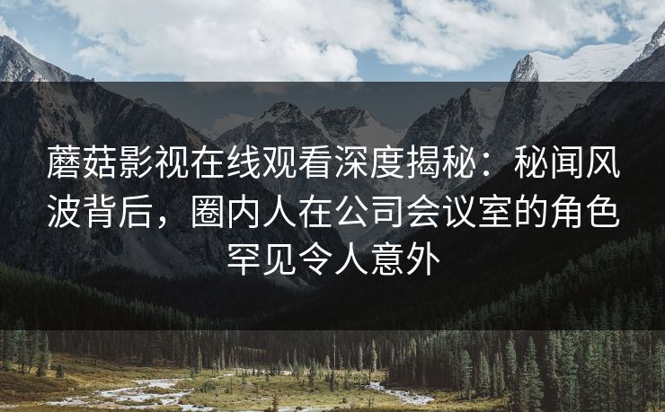 蘑菇影视在线观看深度揭秘：秘闻风波背后，圈内人在公司会议室的角色罕见令人意外