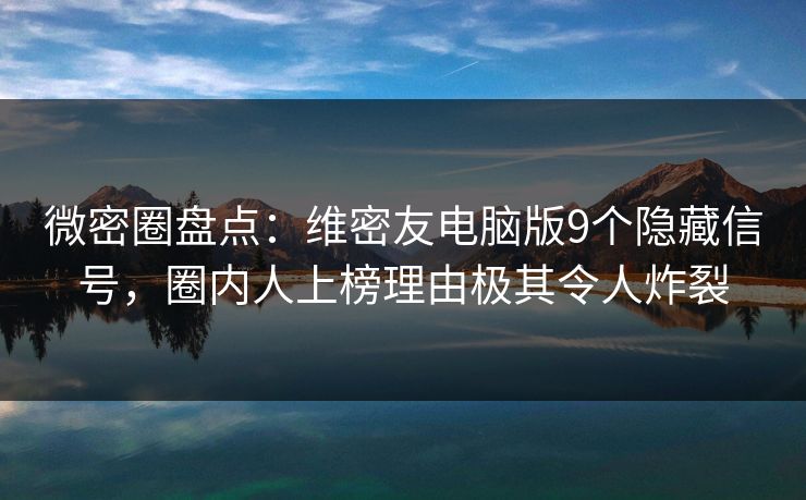 微密圈盘点：维密友电脑版9个隐藏信号，圈内人上榜理由极其令人炸裂