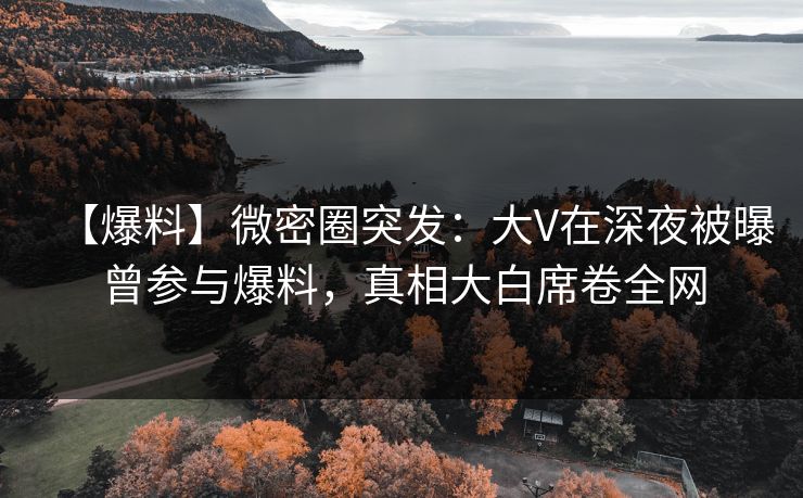 【爆料】微密圈突发：大V在深夜被曝曾参与爆料，真相大白席卷全网