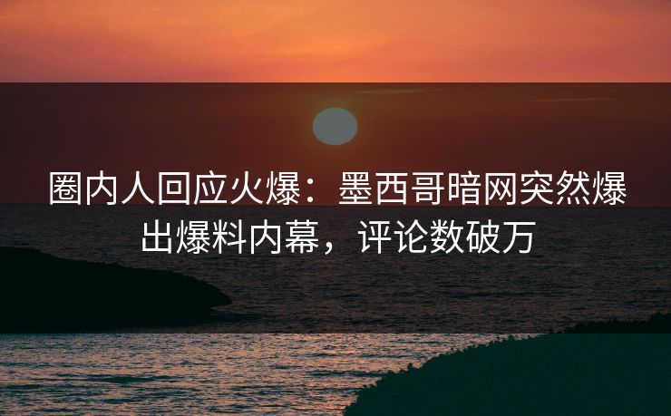 圈内人回应火爆：墨西哥暗网突然爆出爆料内幕，评论数破万