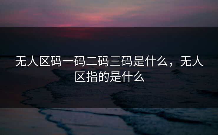 无人区码一码二码三码是什么，无人区指的是什么