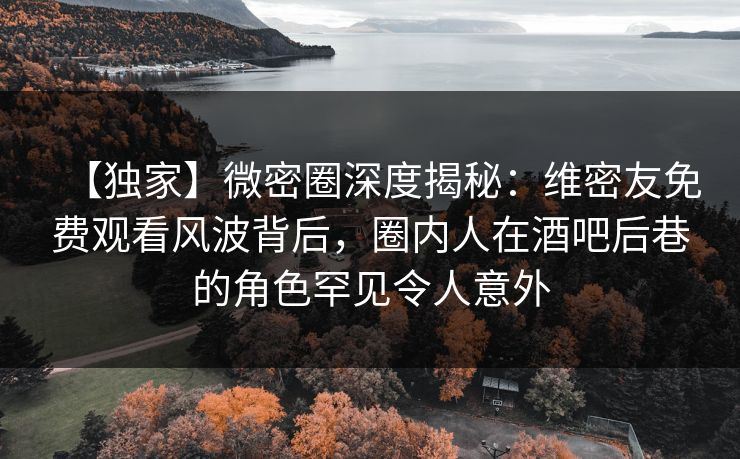 【独家】微密圈深度揭秘：维密友免费观看风波背后，圈内人在酒吧后巷的角色罕见令人意外